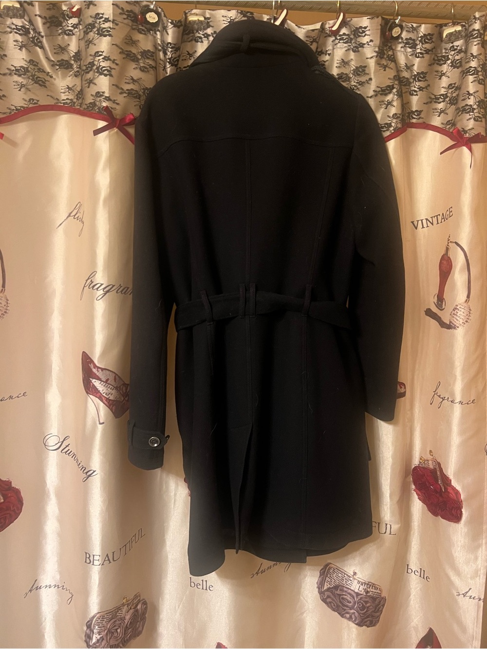 Burberry Black Women's Belted Trench Coat - Size 14 - Picture 3 of 5